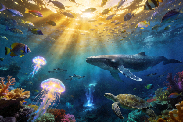 纪录片《地球脉动》第三季剧照，展示海洋生物群